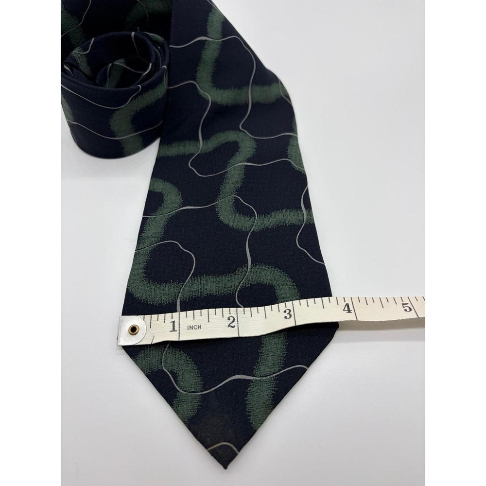 Giorgio Armani, Vintage, Silk Necktie, Made in Italy, Black/Green Abstract